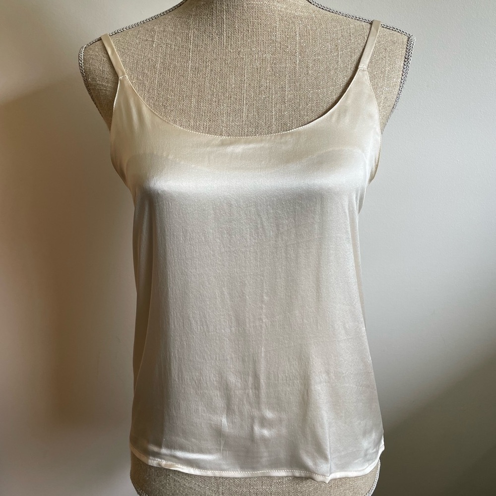 #210-CHOCOLATE- vintage ivory silk camisole in a size medium